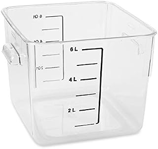 Rubbermaid Commercial Products Plastic Space Saving Square Food Storage Container For Kitchen/Sous Vide/Food
