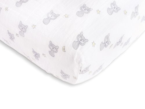Image of SwaddleDesigns Softest Cotton Muslin Fitted Crib Sheet /Toddler Sheet for Baby Boy & Girl, Sterling Fox & Star