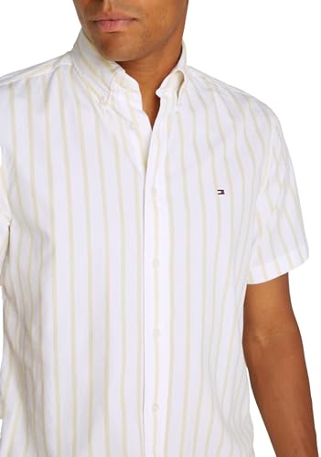 Tommy Hilfiger Herren Hemd Flex Poplin Kurzarm, Mehrfarbig (Citronella/Optic White), XS – Ansicht 5