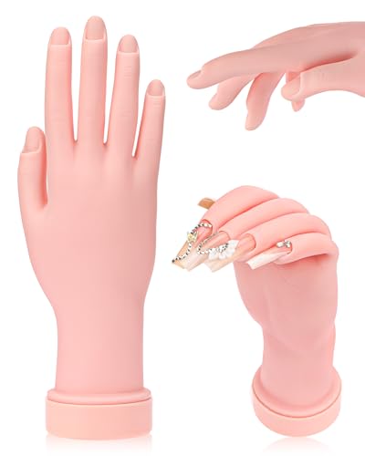 Practice Hand for Acrylic Nails Soft Touch Mannequin Hand for Nails, Flexible and Bendable Fake Hand for Nails for Nail Art Beginners,8.99 x 3.07in