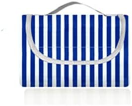 HUIDUO Extra Large Picnic Blanket Camping Blanket Picnic Mat Outdoor Blanket with Waterproof Great for Beach Outdoor Camping Picnic 79 x 79 Inches White Coffee Green (Dark-Blue-Stripe, 79x79 inches)