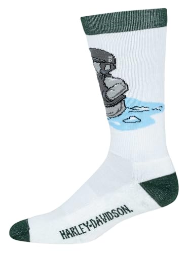 Harley-Davidson Men's Snowman Biker Moisture Wicking Riding Socks – White