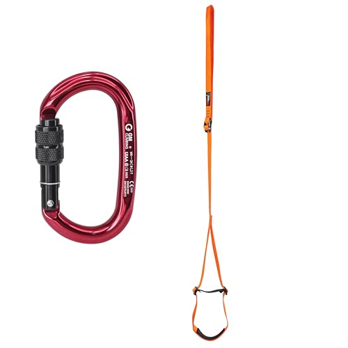 GM CLIMBING フットループ と 24kN ロッキングカラビナ セット 長さ調整可能 クライミング アーボリスト ロープ登高 レスキュー
