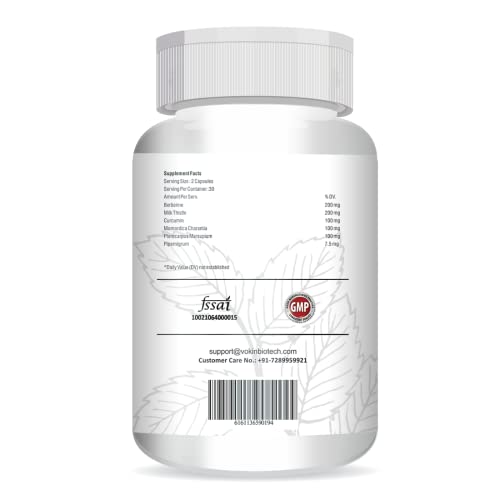 Image of Vokin Biotech Herbal Insulux Plus For Endocrine Health and Diabetes Control Berberine 200mg and Milk Thistle 200mg (60 Capsules) With Vijaysar Glass Natural Herbal Tumbler