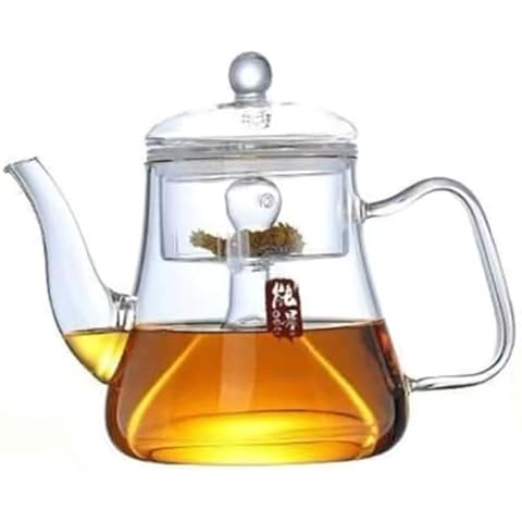JIABO (27 oz/ 800 ml) Glass Teapot with Removable Glass Infuser,Steaming Teapots,Tea Kettle,Glass teapot with infuser Stovetop Safe,Blooming and Loose Leaf Tea Maker Cover