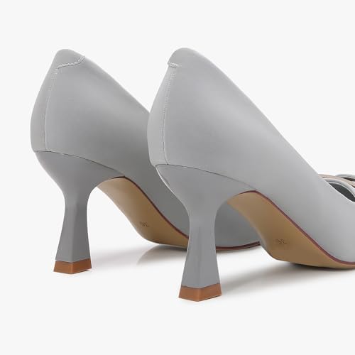 Women's Pointed Toe Mid Heel, Dress Pump with Metal Buckle Accent, All Day Comfort4