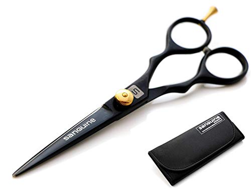 Professional Barber Shears, Hairdressing Scissors - 6.5 inch (16.5cm), Black + Presentation Case & Tip Protector