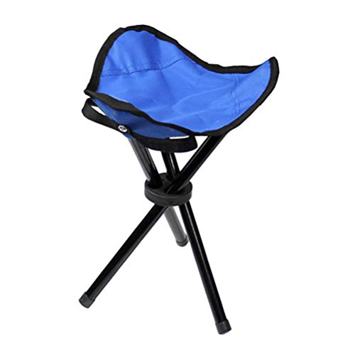 LIOOBO Mini Portable Folding Stool Triangle Camping Stool Outdoor Folding Slacker Chair for BBQ Fishing Travel Garden Beach (Blue)