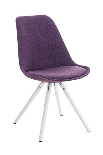 Chaise Pegleg Confortable en Tissu I Chaises Design Pieds en Bois Forme Ronde I Style Scandinave, Couleur:Violet, Couleur du Cadre:Blanc