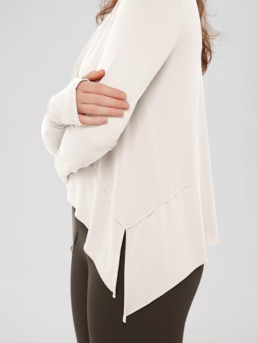 Image of ODODOS Soft Modal Long Sleeve Crop Top for Women with Thumb Hole Athletic Gym Workout Cropped Yoga Shirts