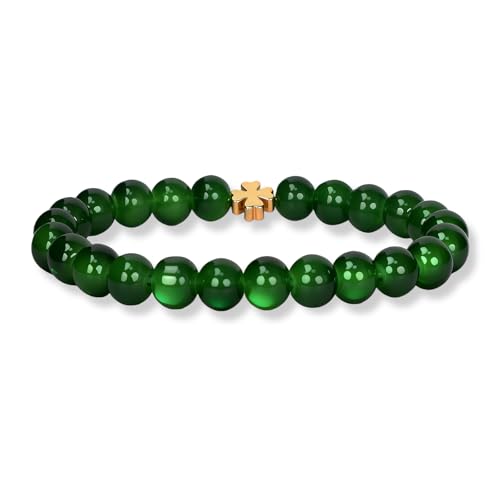 Msndnjr Lucky Four-Leaf Clover Bracelet for Women - Adjustable Green Beaded Bracelet, Original Design Good Luck Jewelry Gift