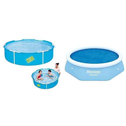 Bestway 56283 Piscinette My First Frame D 152 h38 & 58060 Bâche Solaire diamètre 210 cm pour Piscine Hors Sol Fast Set™ Ronde diamètre 244 cm