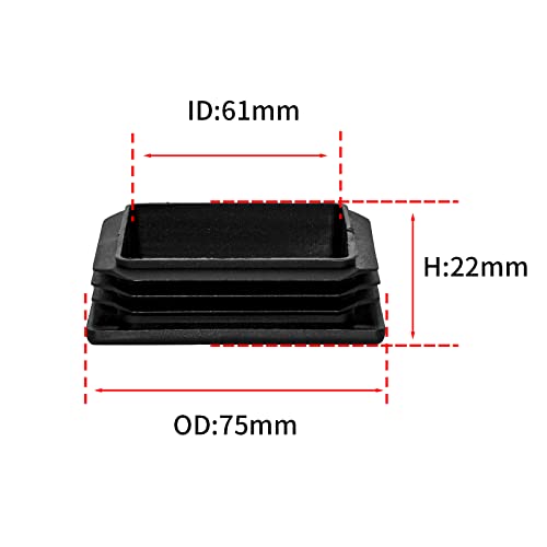 Image of Flyshop 75 x 75 mm, 2.95 inch x 2.95 inch Black Plastic Hole Plugs Square Tubing End Caps Tube Inserts Durable Furniture Glide for Chair Table Stool Leg 8 Pack