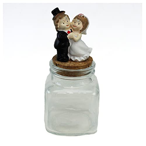 DLM-32114 (Kit 12 Pezzi) Barattolo Quadrato in Vetro con Coppia Sposi Sposini Nozze Anniversario Matrimonio Portaconfetti Segnaposto bomboniera