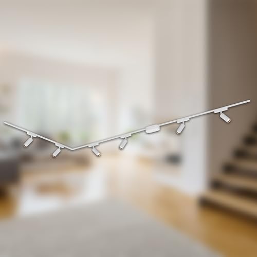 BRILONER - Set completo di binari Luxtrail, 6x spot LED, a forma di L, lampade, orientabili, sistema di binari a soffitto, binario per faretto, lampada a soffitto, plafoniera, faretto, 3m, bianco