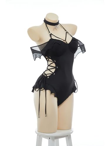 MEOWCOS Gothic Swimsuit for Women Vintage Bat Design Goth Swimsuit Bathing Suit Retro Dark Swimwear2