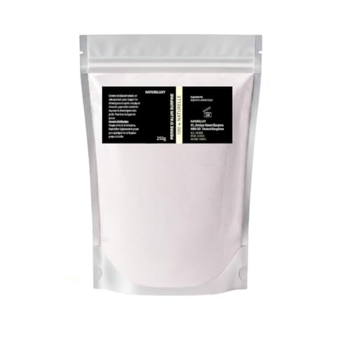 Pierre d’Alun en Poudre Surfine 250g | 100% Naturelle | Déodorant Minéral & Cosmétique DIY | Soin Traditionnel | Format Pratique