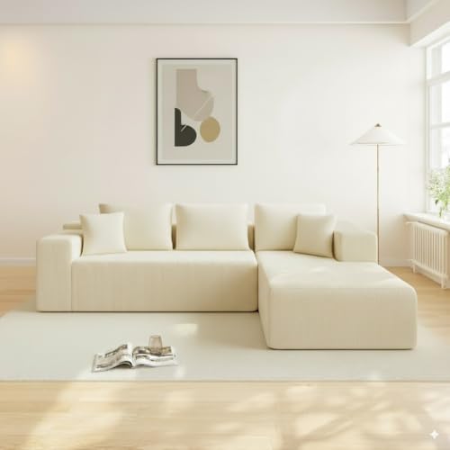 Galyar Sofá Chic Modular Chaiselongue Moderno de Espuma Comprimida envío Caja Sin Montaje (Pana Beig, Chaiselongue Izquierda)