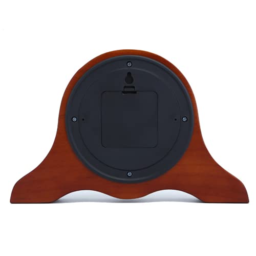 Tikwisdom Handmade Solid Wood Table Clock, Mantel Clock Bracket, Bronze Face, Silent Quartz, Vintage (27cm Long Brown) - Image 3