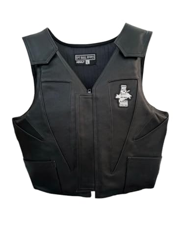 EPT Leather Bull Riding Vest v3.0 - Solid Black Leather EPT Brand - Adult Large Sizes: (Small)