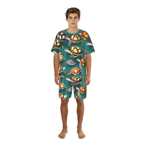 Pyjama homme chic imprimé tortues de mer : l'art du repos à la maison