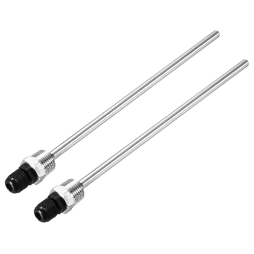 uxcell 2 Pcs 8mm Dia G1/2 Thermowell Weldless Stainless Steel 304 with Cable Gland 250mm Length for Beer Fermenter,Black