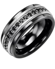 2Ct Round Cut Lab Created Black Diamond Men's Wedding Band 14K Black Gold Plated Sterling sliver