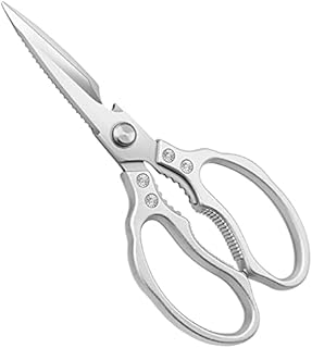 CGBE Kitchen Scissors, Multi-Purpose Kitchen Shears, Heavy Duty Dishwasher Safe Food Scissors, Non Slip Stainless Steel Sharp Cooking Scissors for Kitchen, Chicken, Poultry, Fish, Meat, Herbs-Silver