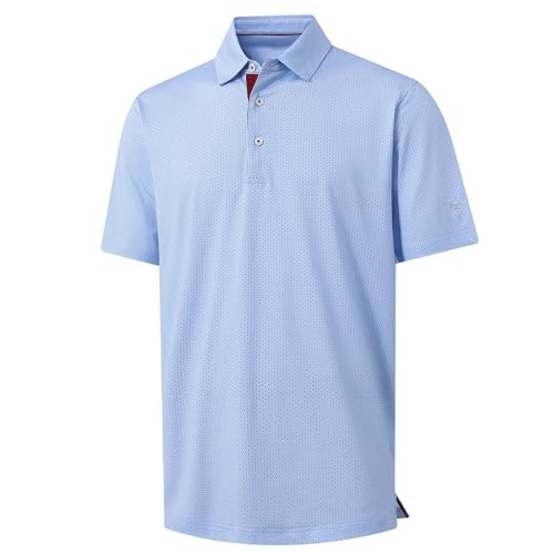 Image of M MAELREG Mens Golf Shirt Short Sleeve Dry Fit Print Moisture Wicking Performance Patterns Collared Polo Shirt