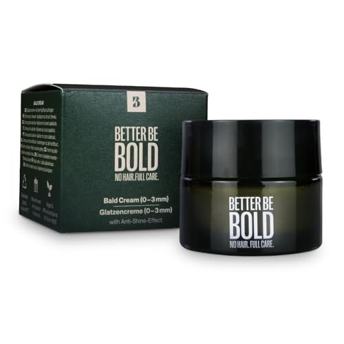 BETTER BE BOLD – Glatzencreme Anti-Shine 50ml – Mattierende Pflege für Glatze 0–3 mm – Beruhigt nach der Rasur – Mit Sheabutter & Jojobaöl – Vegan & mikroplastikfrei – Kürbiskernextrakt
