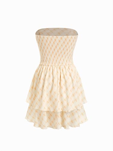 Image of CIDER Women's Summer Cocktail Dress - Tube Ruched Ruffle Mini Dress | Strapless, Country Concert, Western Cowgirl Outfits