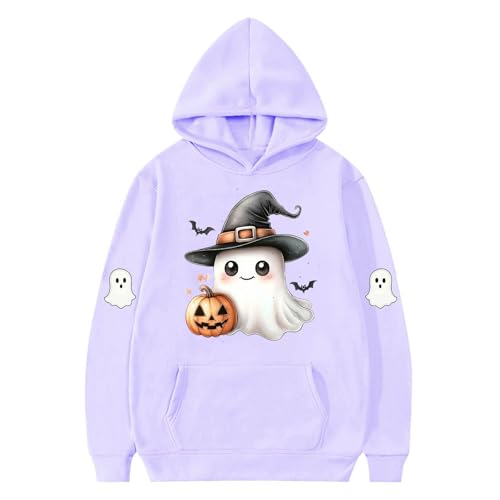Teen Girls Halloween Print Hoodies Spooky Season Hooded Sweatshirt Cute Casual Trendy Pullover Clothes with Pockets2