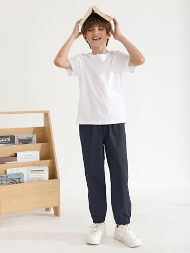 Image of Resinta 3 Packs Boys' Pull On Jogger Pants Kids School Uniform Pants Cotton Stretch Chino Fabric with Elastic Waist