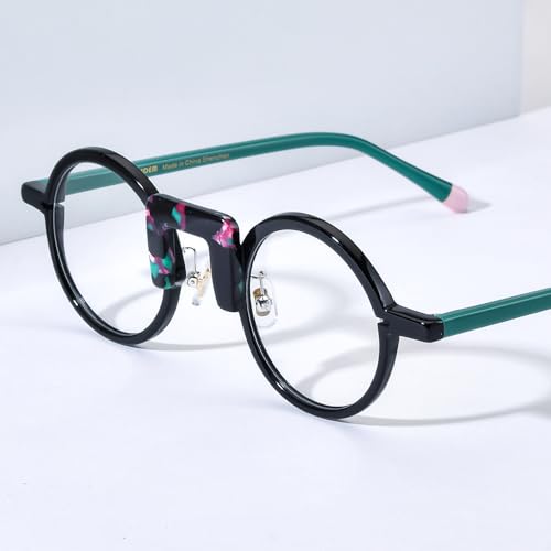 Image of HEPIDEM Multicolor Acetate Glasses Frame Men Women Round Eyeglasses Optical Spectacles 9377