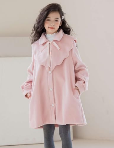 Girls Woolen Coat Single Breasted Trench Coat Kids Princess Winter Warm Overcoat2