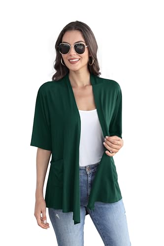 Image of ADANIKI Women 2026 Summer Lightweight Cardigan, Short Sleeve Open Front Casual Trendy Womens Kimono Cover Up with Pocket