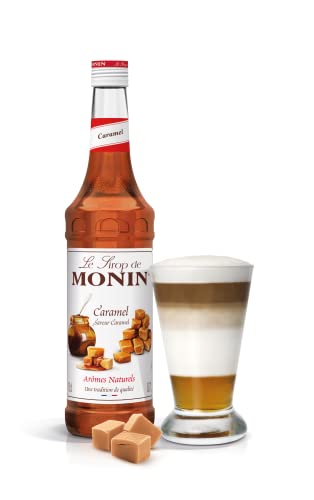MONIN Premium Caramel Syrup 1L for Coffee and Cocktails. Vegan-Friendly, Allergen-Free, 100% Natural Flavours and Colourings