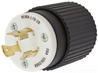 20-Amp 125/250-Volt 4-Wire Grounding Plug - Black/White