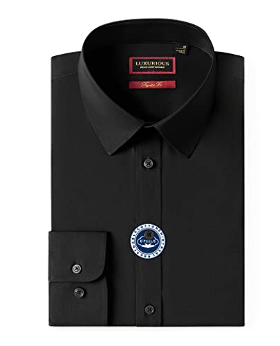 Lion Nardo MENS DRESS SHIRTS Men'S Black Regular Fit Dress Shirt, Non-Iron, Stretch thumb #2
