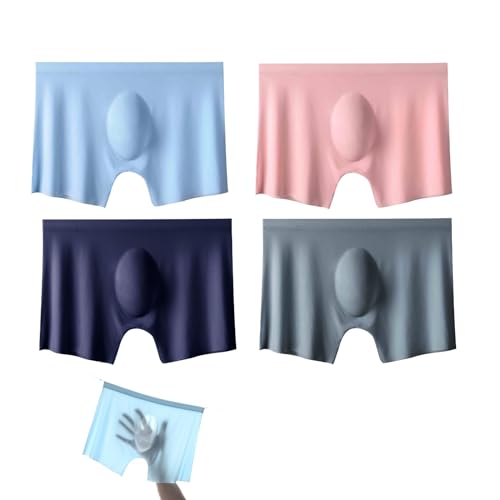 4 Pack Summer Men's Ice Silk Underwear Boxer Briefs Seamless Ultra-Thin Transparent Breathable Boxer Shorts