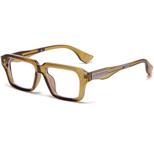 Image of AIEYEZO Fashion Square Blue Light Glasses for Men Women Retro Thick Frame Blue Light Blocking Computer Glasses