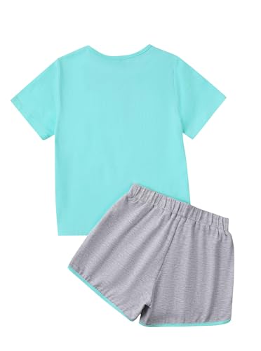 Image of Girl's 2 Piece Outfits Cute Summer T-Shirt and Graphic Shorts Clothing Sets
