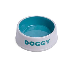 Petface Doggy Keramische kom, 13 cm, Crème/Aqua
