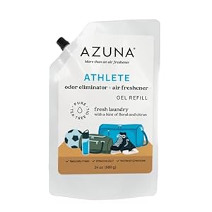 Azuna All-Natural Odor Remover Gel Refill Pouch | Tea Tree Oil | Plant-Based & Long Lasting | For Smoke, Pet Odor & Strong Odors | Athlete, 24 oz.