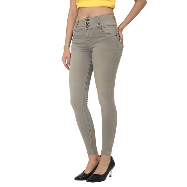 Image of TWGE - Women's High Waist Skinny Fit Jeans - 3 Button, Stretchable Denim Pants - Ankle Length - Stylish Casual Wear