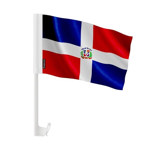Drapeau voiture République dominicaine 30x45 cm polyester pour événement