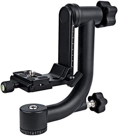 ANNSM Heavy Duty Tripod Gimbal Head Aluminum Alloy 360° Panoramic Gimbal with Arca-Swiss Standard 1/4'' Quick Release Plate and Bubble Level for DSLR Cameras with Telephoto Lenses up to 40 lbs/18 Kgs