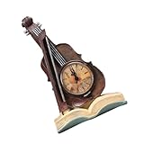PAMINGONO Reloj de Mesa de Resina con Diseño de Instrumento Musical y Volumen, Adorno para Sala, Color Rojo, Resistente a Deformación y Desvanecimiento