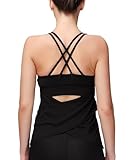 MotoRun Camiseta sin mangas para entrenamiento, brasier integrado, con tiras y espalda abierta, atlética, para mujer, Bx71545-negro, Medium