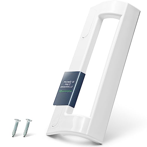 Poignée de porte universelle pour réfrigérateur et congélateur - 200 x 70 mm - Blanc - Distance de fixation 82-163 mm - Compatible avec Bosch, Siemens